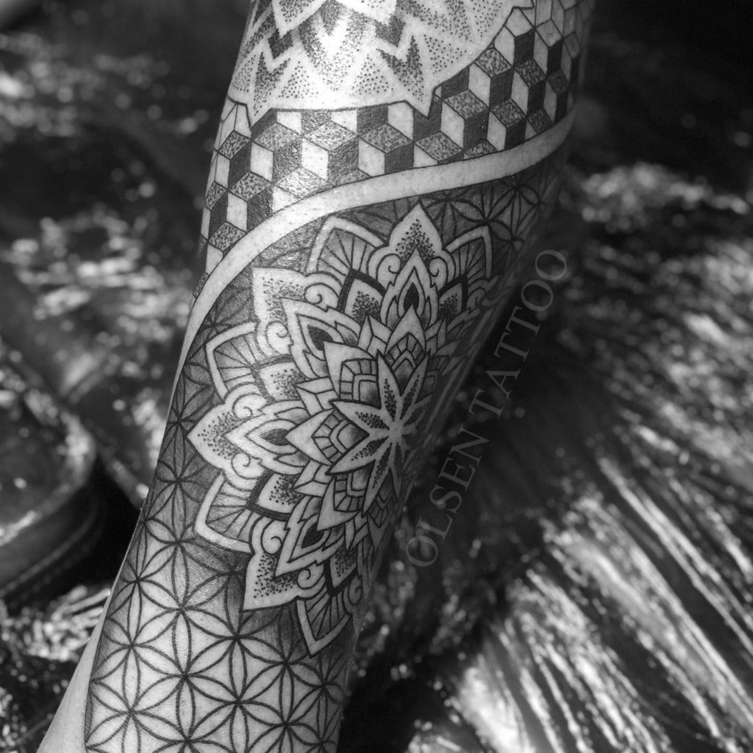 Geometric and mandala tattoo